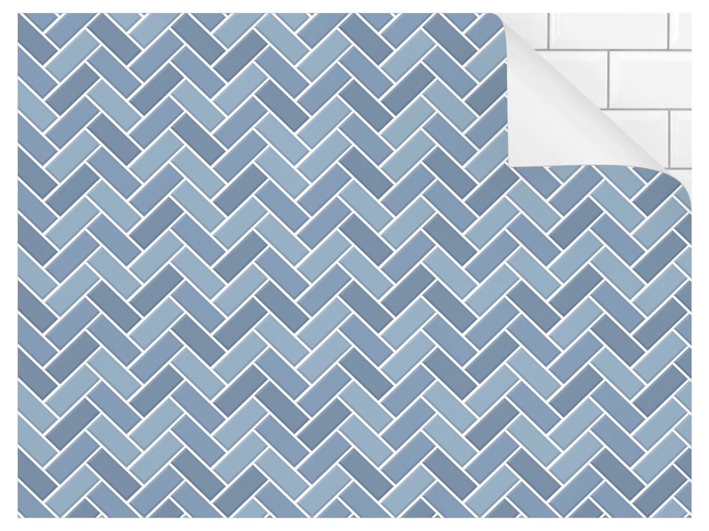Bilderdepot24 Badrückwand blau fugenlose Wandverkleidung Bad Unifarben, (Hartfolie matt » Selbstklebend SMART 0,35 mm), wasserfestes Wandpaneel Fischgräten Hellblau von Bilderdepot24