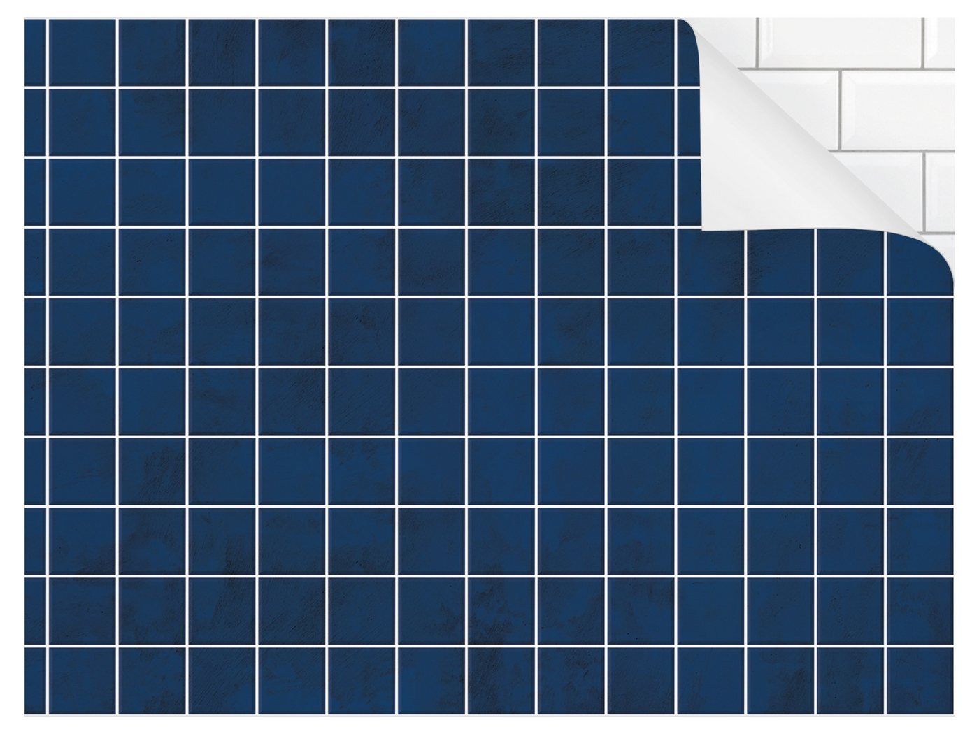 Bilderdepot24 Badrückwand blau fugenlose Wandverkleidung Bad modern, (Hartfolie matt » Selbstklebend SMART 0,35 mm), wasserfestes Wandpaneel Mosaik Beton Fliesen Blau von Bilderdepot24