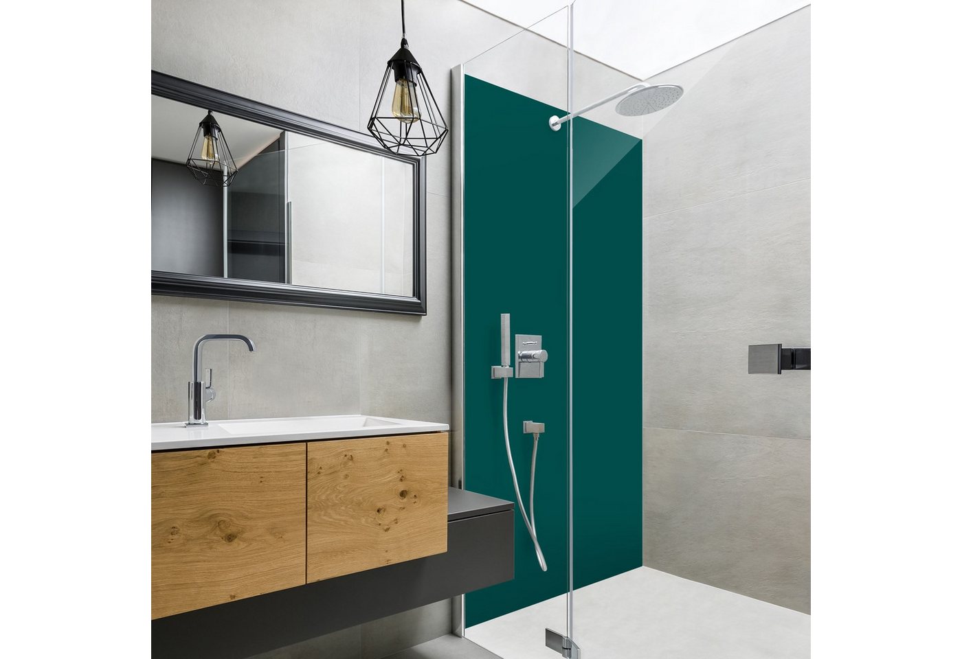 Bilderdepot24 Badrückwand einfarbig grün Badrückwand ohne Bohren Dusche Unifarben, (1-tlg., Hart-Folie Smart matt 0,35 mm), fugenlose & wasserfeste Motiv Rückwand Wandverkleidung für Duschkabine von Bilderdepot24