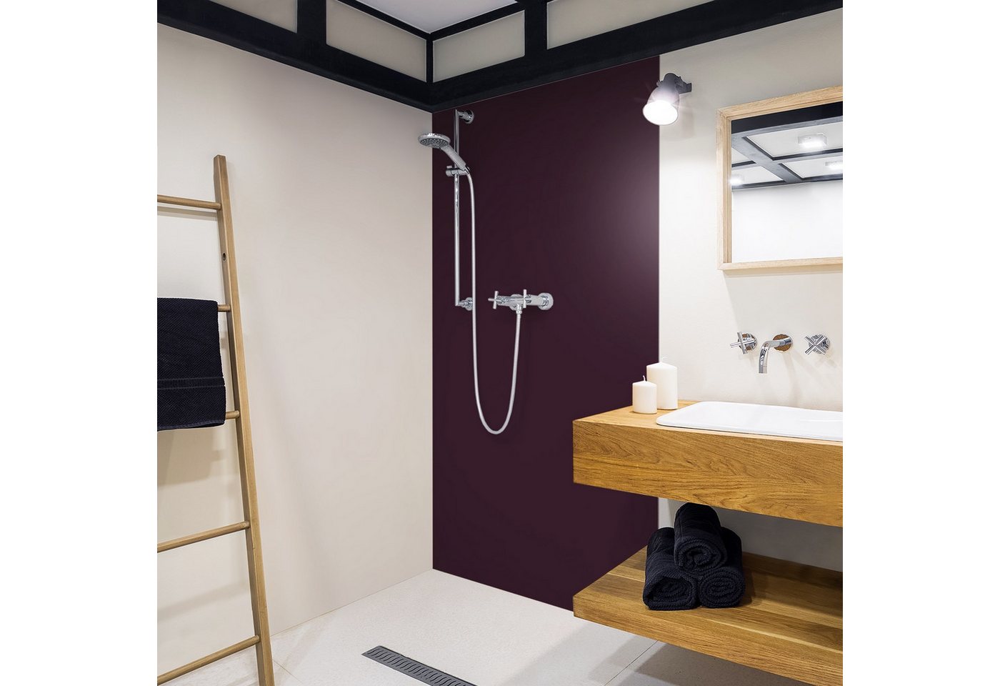 Bilderdepot24 Badrückwand einfarbig violett Duschrückwand ohne Bohren Dusche, (1-tlg., Hart-Folie Premium matt 0,61 mm), fugenlose & wasserfeste Motiv Rückwand Wandverkleidung für Duschkabine von Bilderdepot24