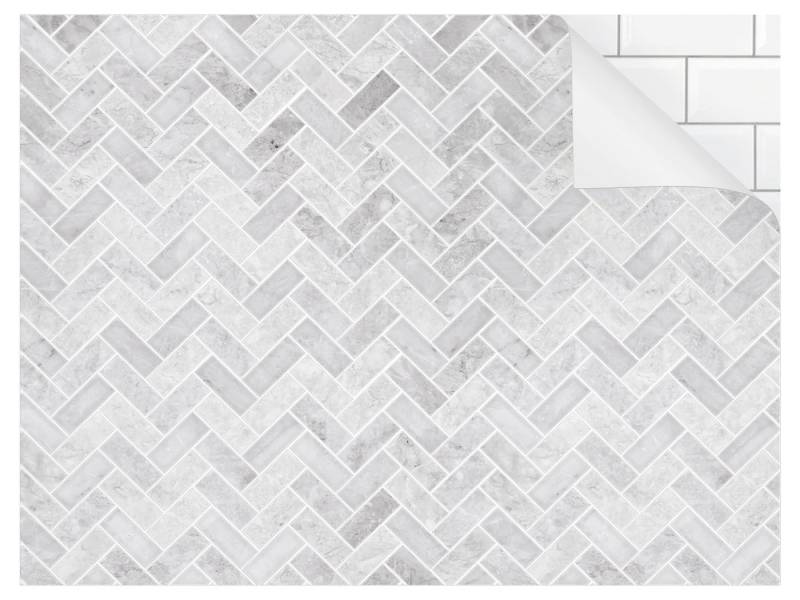 Bilderdepot24 Badrückwand grau fugenlose Wandverkleidung Bad Abstrakt, (Hartfolie matt » Selbstklebend PREMIUM 0,61 mm), wasserfestes Wandpaneel Marmor Fischgräten Grau von Bilderdepot24
