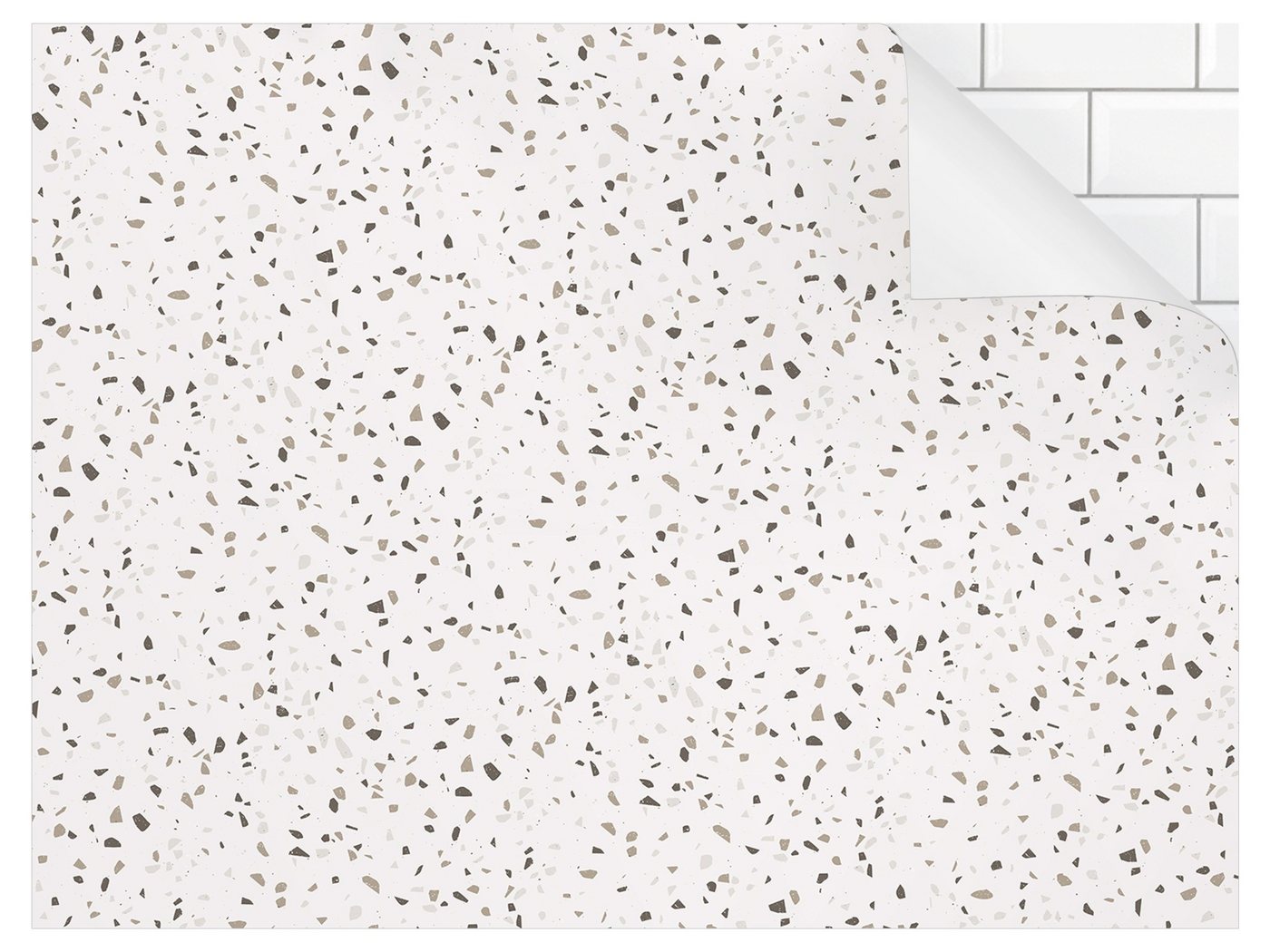Bilderdepot24 Badrückwand grau fugenlose Wandverkleidung Bad Abstrakt, (Hartfolie matt » Selbstklebend SMART 0,35 mm), wasserfestes Wandpaneel Detailliertes Terrazzo Muster Pompeji von Bilderdepot24