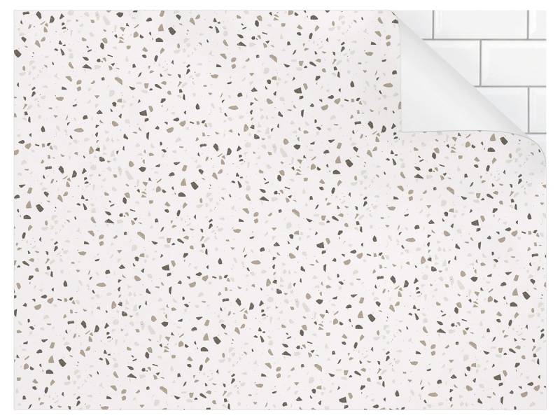 Bilderdepot24 Badrückwand grau fugenlose Wandverkleidung Bad Abstrakt, (Hartfolie matt » Selbstklebend SMART 0,35 mm), wasserfestes Wandpaneel Detailliertes Terrazzo Muster Pompeji von Bilderdepot24