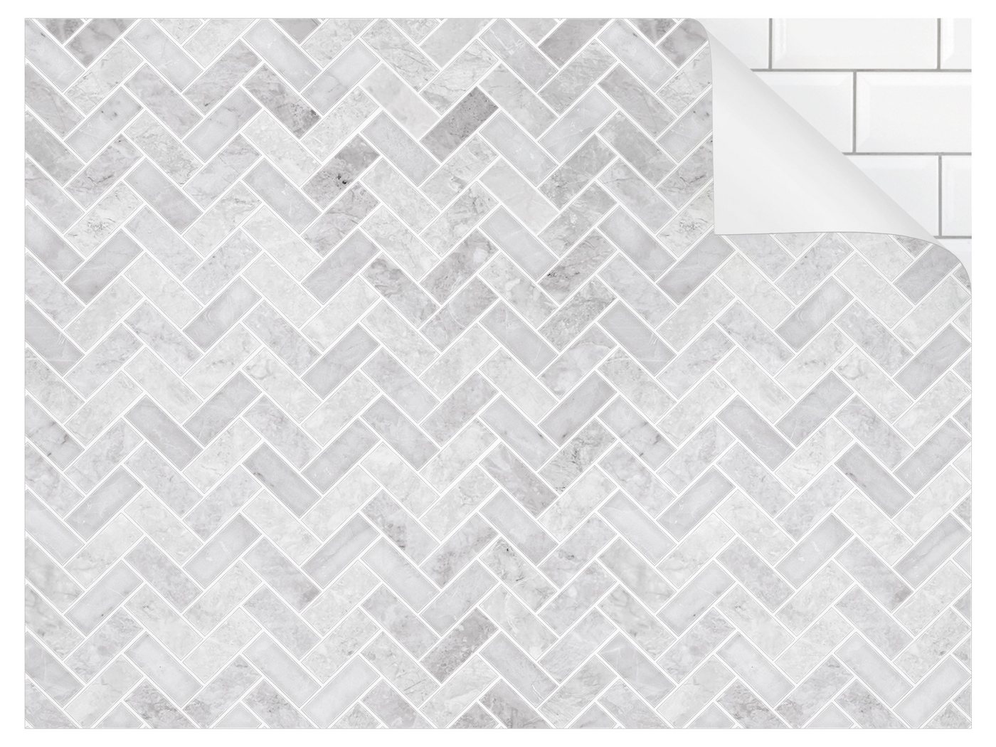 Bilderdepot24 Badrückwand grau fugenlose Wandverkleidung Bad Abstrakt, (Hartfolie matt » Selbstklebend SMART 0,35 mm), wasserfestes Wandpaneel Marmor Fischgräten Grau von Bilderdepot24