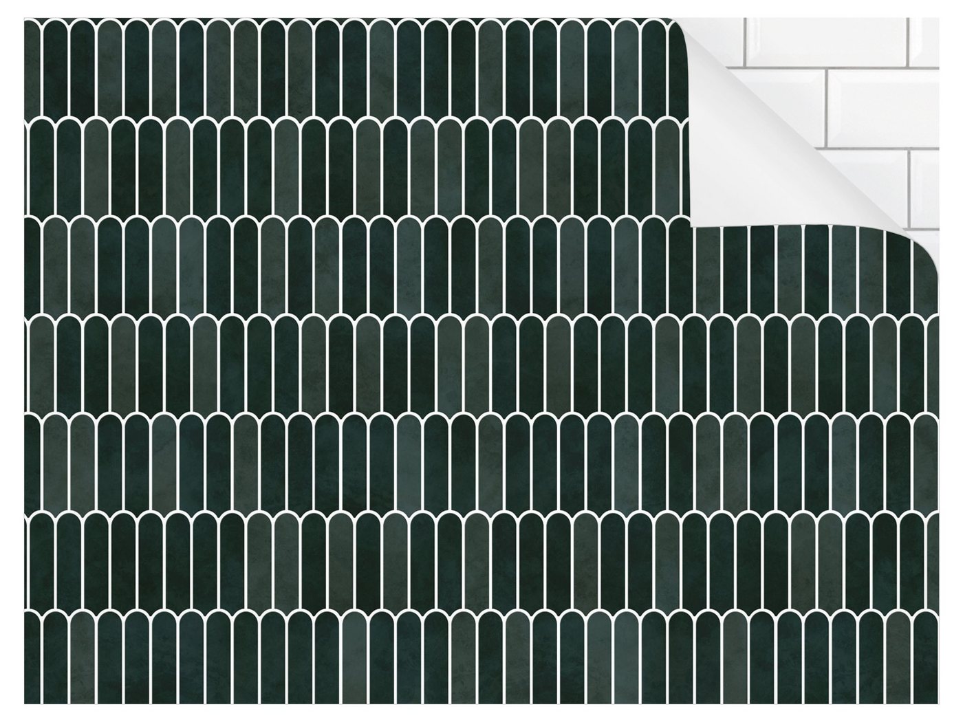 Bilderdepot24 Badrückwand grün fugenlose Wandverkleidung Bad Illustration, (Hartfolie matt » Selbstklebend SMART 0,35 mm), wasserfestes Wandpaneel Fischschuppen Dunkelgrün von Bilderdepot24