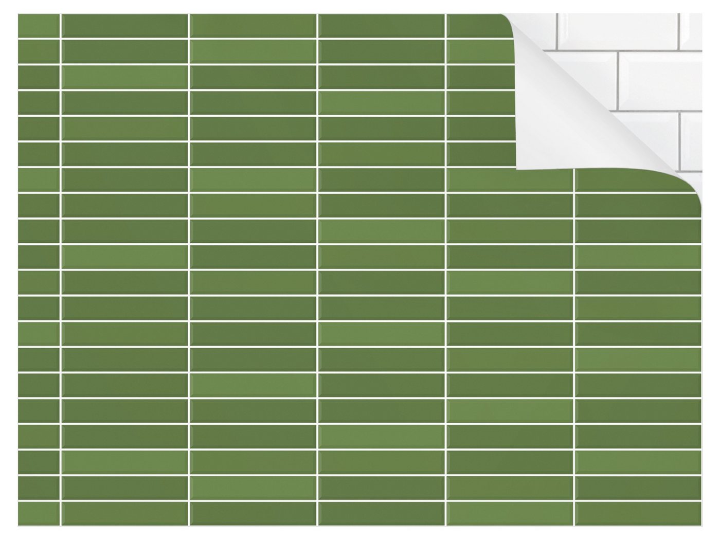Bilderdepot24 Badrückwand grün fugenlose Wandverkleidung Bad Unifarben, (Hartfolie matt » Selbstklebend PREMIUM 0,61 mm), wasserfestes Wandpaneel Metro Fliesen Grün von Bilderdepot24