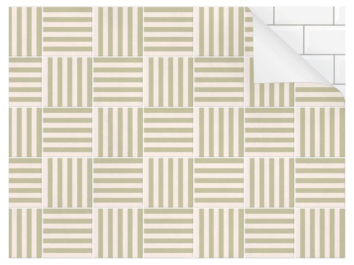 Bilderdepot24 Badrückwand grün fugenlose Wandverkleidung Bad modern, (Hartfolie matt » Selbstklebend PREMIUM 0,61 mm), wasserfestes Wandpaneel Fliesen Streifen Grün von Bilderdepot24