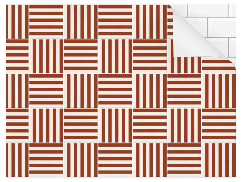 Bilderdepot24 Badrückwand rot fugenlose Wandverkleidung Bad modern, (Hartfolie matt » Selbstklebend SMART 0,35 mm), wasserfestes Wandpaneel Fliesen Streifen Terracotta von Bilderdepot24