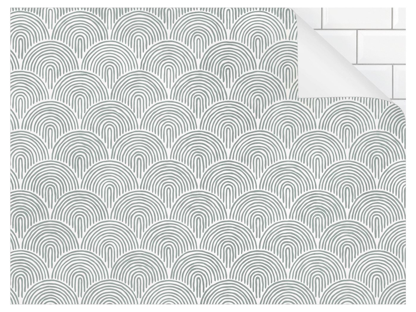 Bilderdepot24 Badrückwand türkis fugenlose Wandverkleidung Bad Abstrakt, (Hartfolie matt » Selbstklebend SMART 0,35 mm), wasserfestes Wandpaneel Boho Bogen Muster Eucalyptus von Bilderdepot24