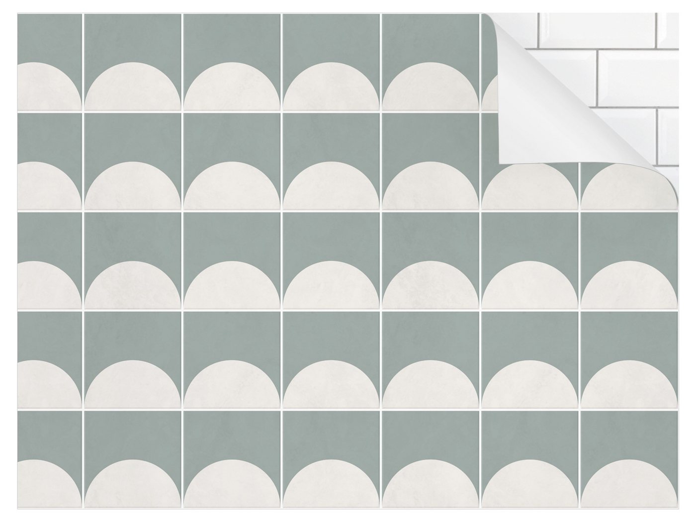 Bilderdepot24 Badrückwand türkis fugenlose Wandverkleidung Bad Abstrakt, (Hartfolie matt » Selbstklebend SMART 0,35 mm), wasserfestes Wandpaneel Halbkreisen Eucalyptus von Bilderdepot24