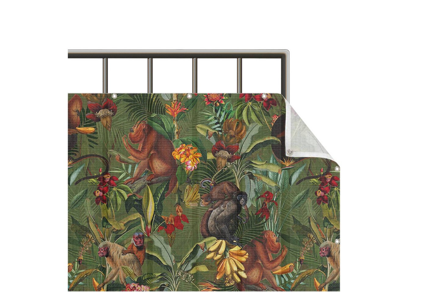 Bilderdepot24 Balkonsichtschutz Sichtschutz Balkon Muster Tropische Blumen Affen Balkonbespannung (1m bis 10m fein gelochter Sichtschutz aus Mesh für Geländern & Zäunen, Fertig geöst, inkl. Kabelbindern zur Anbringung) Sichtschutz Terrasse Balkontuch Balkonverkleidung Windschutz Terrasse Bilderdepot24 Balkonsichtschutz Sichtschutz Balkon Muster Tropische Blumen Affen Balkonbespannung (1m bis 10m fein gelochter Sichtschutz aus Mesh für Geländern & Zäunen, Fertig geöst, inkl. Kabelbindern zur Anbringung) Sichtschutz Terrasse Balkontuch Balkonverkleidung Windschutz Terrasse von Bilderdepot24