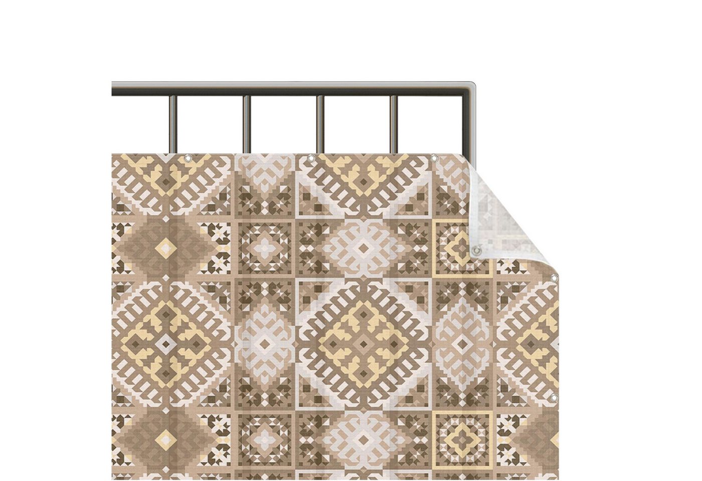 Bilderdepot24 Balkonsichtschutz Sichtschutz Balkon Oriental Kelim Muster Ocker Balkonbespannung (1m bis 10m fein gelochter Sichtschutz aus Mesh für Geländern & Zäunen, Fertig geöst, inkl. Kabelbindern zur Anbringung) Sichtschutz Terrasse Balkontuch Balkonverkleidung Windschutz Terrasse Bilderdepot24 Balkonsichtschutz Sichtschutz Balkon Oriental Kelim Muster Ocker Balkonbespannung (1m bis 10m fein gelochter Sichtschutz aus Mesh für Geländern & Zäunen, Fertig geöst, inkl. Kabelbindern zur Anbringung) Sichtschutz Terrasse Balkontuch Balkonverkleidung Windschutz Terrasse von Bilderdepot24