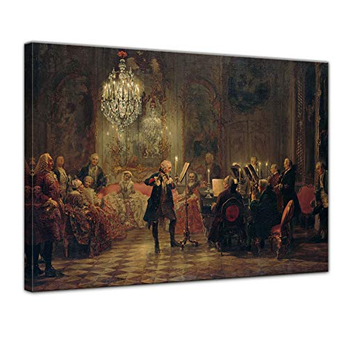 Bilderdepot24 Bild auf Leinwand | Adolph von Menzel Flötenkonzert Friedrichs des Großen in Sanssouci in 50x40 cm als Wandbild | Wand-deko Dekoration Wohnung alte Meister | 181149-50x40 von Bilderdepot24