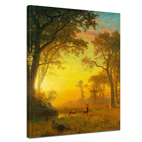 Bilderdepot24 Bild auf Leinwand | Albert Bierstadt Light in The Forest in 50x60 cm als Wandbild | Wand-deko Dekoration Wohnung alte Meister | 180771-50x60 von Bilderdepot24