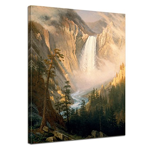 Bilderdepot24 Bild auf Leinwand | Albert Bierstadt - Yellowstone Falls in 50x70 cm als Wandbild | Wand-deko Dekoration Wohnung alte Meister | NEU-180225-50x70-yf von Bilderdepot24