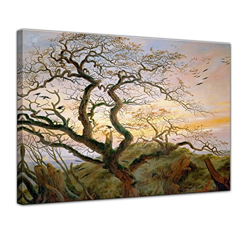 Bilderdepot24 Bild auf Leinwand | Caspar David Friedrich Der Baum der Krähen in 120x90 cm als Wandbild | Wand-deko Dekoration Wohnung alte Meister | NEU-180201-120x90-dbdk von Bilderdepot24