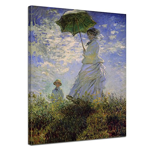 Bilderdepot24 Bild auf Leinwand | Claude Monet Frau mit Sonnenschirm in 40x50 cm als Wandbild | Wand-deko Dekoration Wohnung alte Meister | 180227-40x50 von Bilderdepot24