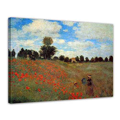 Bilderdepot24 Bild auf Leinwand | Claude Monet Mohnfeld bei Argenteuil in 120x90 cm als Wandbild | Wand-deko Dekoration Wohnung alte Meister | 180226-120x90 von Bilderdepot24