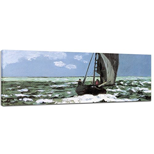 Bilderdepot24 Bild auf Leinwand | Claude Monet Stürmische See in 120x40 cm als Wandbild | Wand-deko Dekoration Wohnung alte Meister | 180230-120x40 von Bilderdepot24