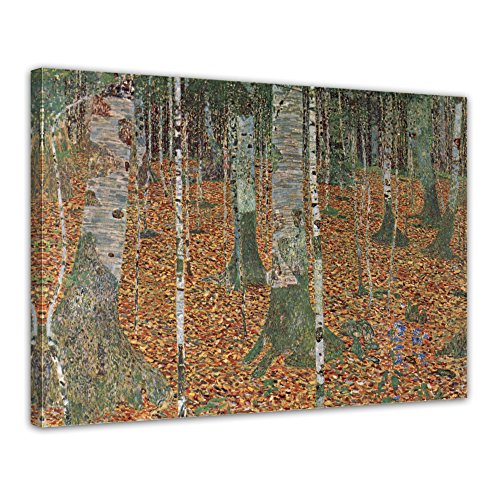 Bilderdepot24 Bild auf Leinwand | Gustav Klimt Birkenwald in 50x40 cm als Wandbild | Wand-deko Dekoration Wohnung alte Meister | 180158-50x40 von Bilderdepot24