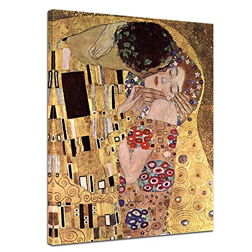 Bilderdepot24 Bild auf Leinwand | Gustav Klimt Der Kuss in 50x60 cm als Wandbild | Wand-deko Dekoration Wohnung alte Meister | 180160-50x60 von Bilderdepot24