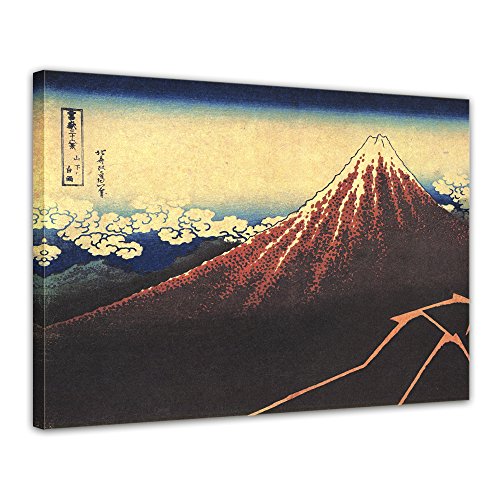 Bilderdepot24 Bild auf Leinwand | Katsushika Hokusai Gewitter unterhalb des Gipfels in 60x50 cm als Wandbild | Wand-deko Dekoration Wohnung alte Meister | 180197-60x50 von Bilderdepot24