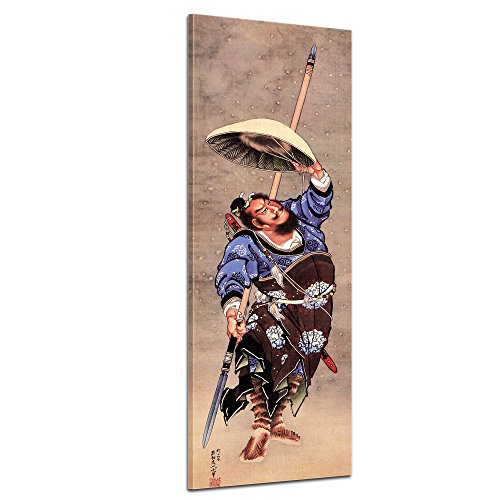 Bilderdepot24 Bild auf Leinwand | Katsushika Hokusai Samurai in 30x90 cm als Wandbild | Wand-deko Dekoration Wohnung alte Meister | 180195-30x90 von Bilderdepot24