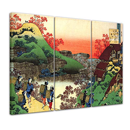 Bilderdepot24 Bild auf Leinwand | Katsushika Hokusai Sarumaru Daiyu in 150x90 cm mehrteilig als Wandbild XXL | Wand-deko Dekoration Wohnung alte Meister | 181107-150x90-3tlg von Bilderdepot24