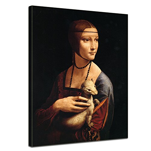 Bilderdepot24 Bild auf Leinwand | Leonardo da Vinci Die Dame mit dem Hermelin in 50x70 cm als Wandbild | Wand-deko Dekoration Wohnung alte Meister | NEU-180203-50x70-ddm von Bilderdepot24