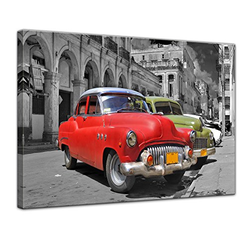 Bilderdepot24 Bild auf Leinwand | Oldtimer Kuba in 60x50 cm als Wandbild | Wand-deko Dekoration Wohnung modern Bilder | 202992B von Bilderdepot24