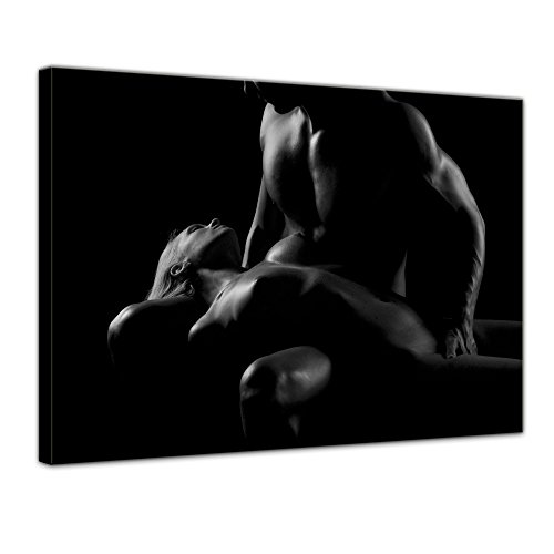 Bilderdepot24 Bild auf Leinwand | Paar Erotik - schwarz weiß in 80x60 cm als Wandbild | Wand-deko Dekoration Wohnung modern Bilder | 16037 von Bilderdepot24