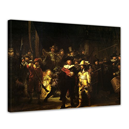 Bilderdepot24 Bild auf Leinwand | Rembrandt - Die Nachtwache in 80x60 cm als Wandbild | Wand-deko Dekoration Wohnung alte Meister | NEU-180220-80x60-dan von Bilderdepot24