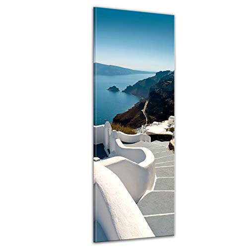 Bilderdepot24 Bild auf Leinwand | Santorini Treppe - Griechenland in 40x120 cm als Panorama Wandbild XXL | Wand-deko Dekoration Wohnung modern Bilder | 202579 von Bilderdepot24