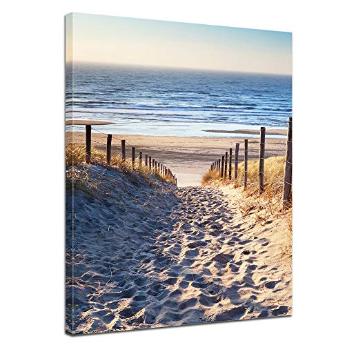 Bilderdepot24 Bild auf Leinwand | Schöner Weg zum Strand H-III in 60x80 cm als Wandbild | Wand-deko Dekoration Wohnung modern Bilder | 201095 von Bilderdepot24