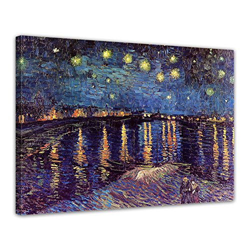 Bilderdepot24 Bild auf Leinwand | Vincent Van Gogh Sternennacht über der Rhône in 60x50 cm als Wandbild | Wand-deko Dekoration Wohnung alte Meister | 180310-60x50 von Bilderdepot24