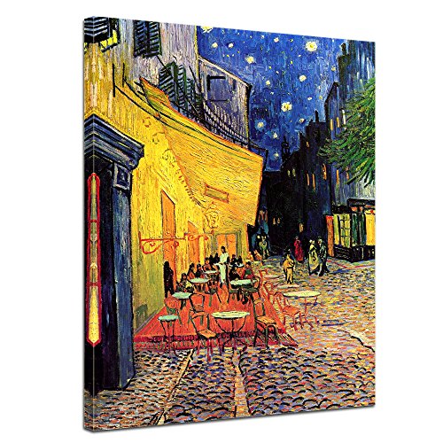 Bilderdepot24 Bild auf Leinwand | Vincent van Gogh - Caféterrasse am Abend in 40x50 cm als Wandbild | Wand-deko Dekoration Wohnung alte Meister | NEU-180223-40x50-caa von Bilderdepot24