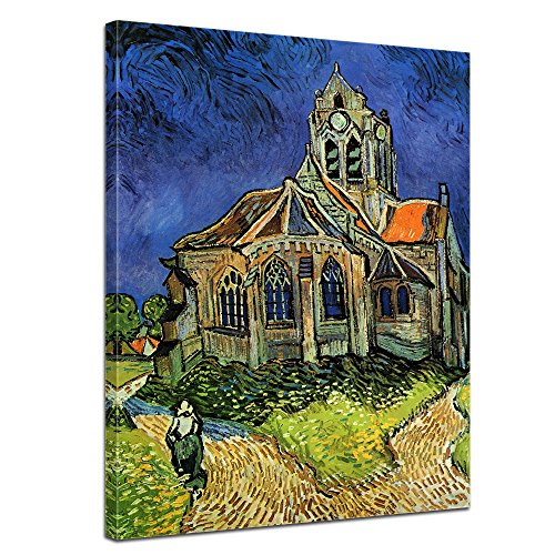 Bilderdepot24 Bild auf Leinwand | Vincent van Gogh Die Kirche von Auvers in 50x70 cm als Wandbild | Wand-deko Dekoration Wohnung alte Meister | 180305-50x70 von Bilderdepot24