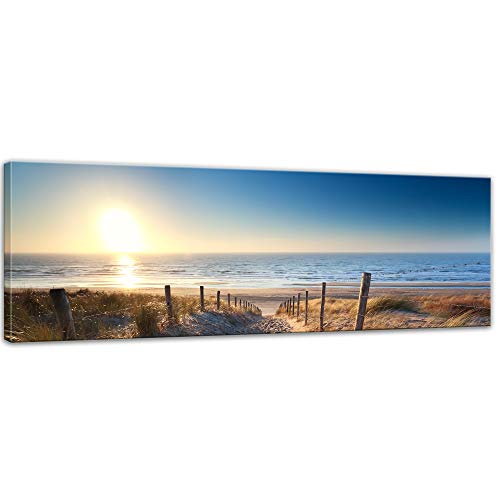 Bilderdepot24 Bild auf Leinwand | Weg zum Strand | in 160x50 cm als Panorama Wandbild XXL | Wand-deko dekoration Wohnung modern Bilder | 211488 von Bilderdepot24