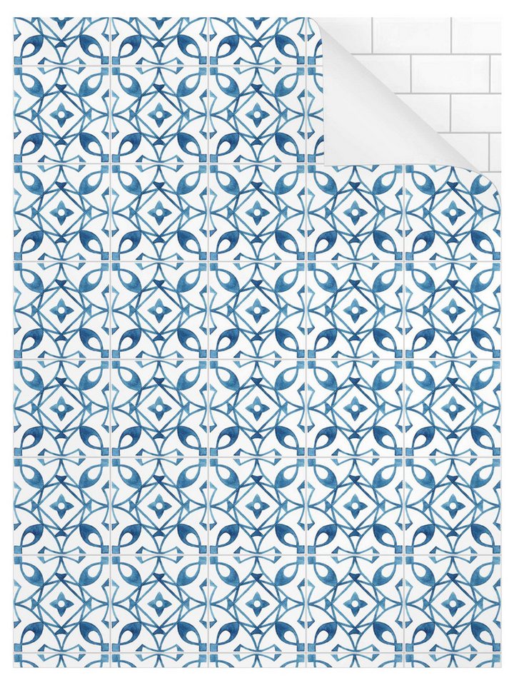 Bilderdepot24 Duschrückwand Fliesenoptik blau Duschrückwand ohne Bohren Dusche, (0,61 mm starke Folie selbstklebend Wandpaneele Dusche versch. Größen), fugenlose & wasserfeste Motiv Rückwand Wandverkleidung für Duschkabine von Bilderdepot24