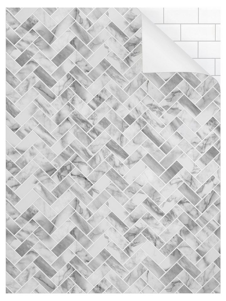 Bilderdepot24 Duschrückwand Fliesenoptik weiß Duschrückwand ohne Bohren Dusche, (0,61 mm starke Folie selbstklebend Wandpaneele Dusche versch. Größen), fugenlose & wasserfeste Motiv Rückwand Wandverkleidung für Duschkabine von Bilderdepot24