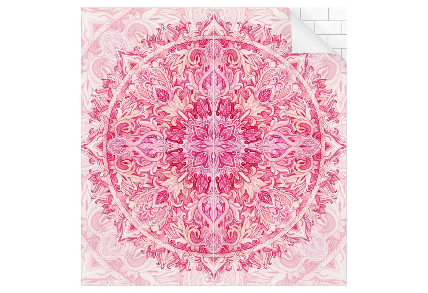 Bilderdepot24 Duschrückwand Mandala pink Duschrückwand ohne Bohren Dusche Aquarell, (0,61 mm starke Folie selbstklebend Wandpaneele Dusche versch. Größen), fugenlose & wasserfeste Motiv Rückwand Wandverkleidung für Duschkabine von Bilderdepot24