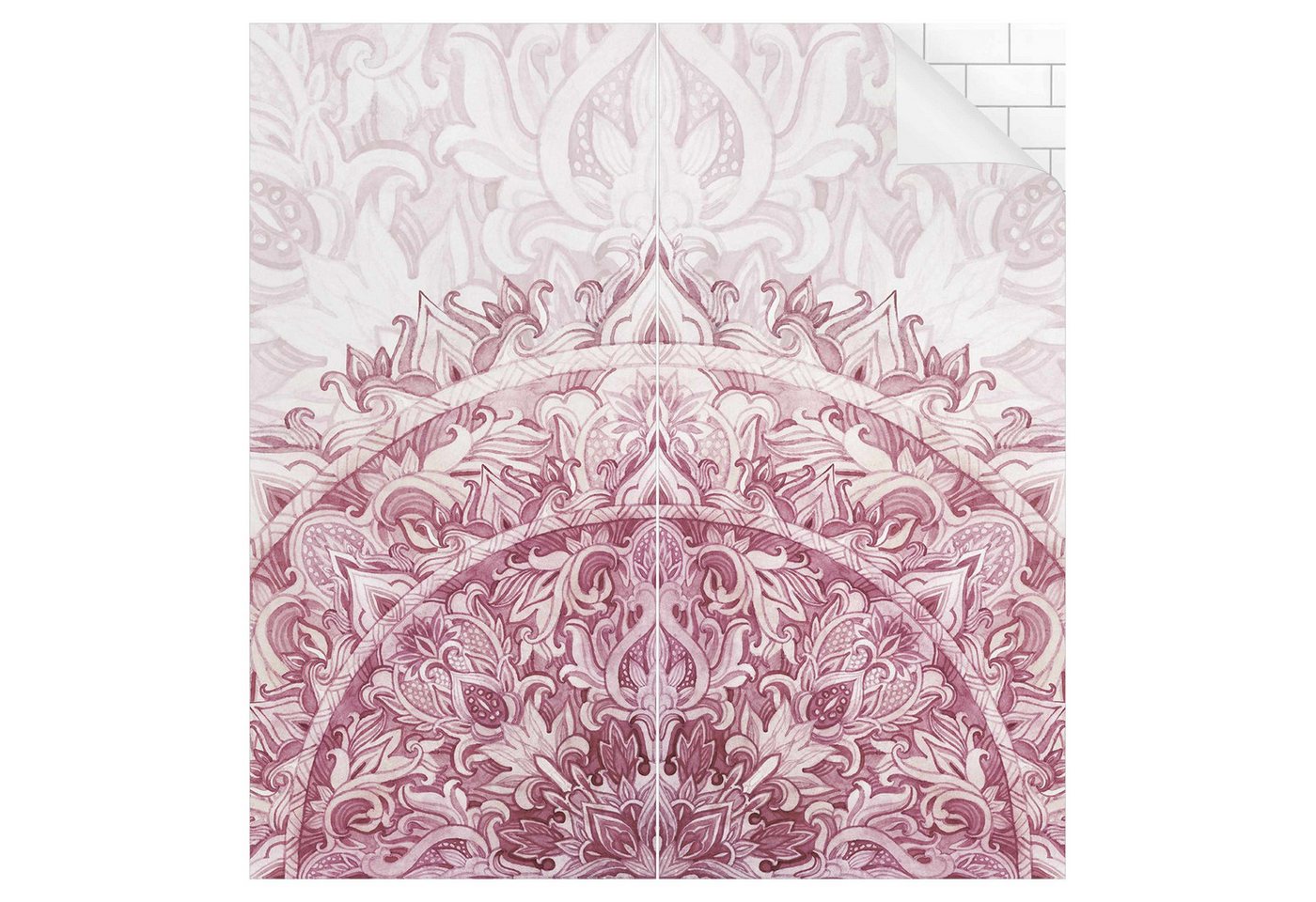 Bilderdepot24 Duschrückwand Mandala rosa Badrückwand ohne Bohren Aquarell Muster, (0,61 mm starke Folie selbstklebend Wandpaneele Dusche versch. Größen), fugenlose & wasserfeste Motiv Rückwand Wandverkleidung für Duschkabine von Bilderdepot24