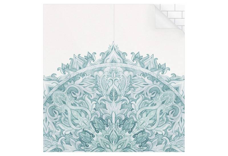 Bilderdepot24 Duschrückwand Mandala türkis Duschrückwand ohne Bohren Dusche Aquarell, (0,61 mm starke Folie selbstklebend Wandpaneele Dusche versch. Größen), fugenlose & wasserfeste Motiv Rückwand Wandverkleidung für Duschkabine von Bilderdepot24