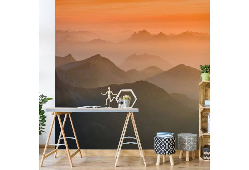 Bilderdepot24 Fototapete Berge Zugspitze Sonnenuntergang Natur Landschaft Wanddeko XXL, Glatt, Matt, (Vliestapete inkl. Kleister oder selbstklebend), Wohnzimmer Schlafzimmer Küche Flur Motivtapete Vliestapete Wandtapete von Bilderdepot24