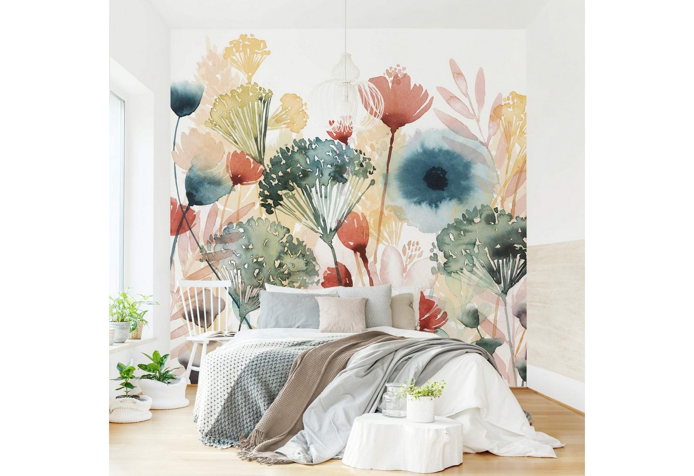 Bilderdepot24 Fototapete Blumen Wildblumen Sommer Blumentapete Floral Natur Modern Kunst, Glatt, Matt, (Vliestapete inkl. Kleister oder selbstklebend), Wohnzimmer Schlafzimmer Küche Flur Motivtapete Vliestapete Wandtapete von Bilderdepot24