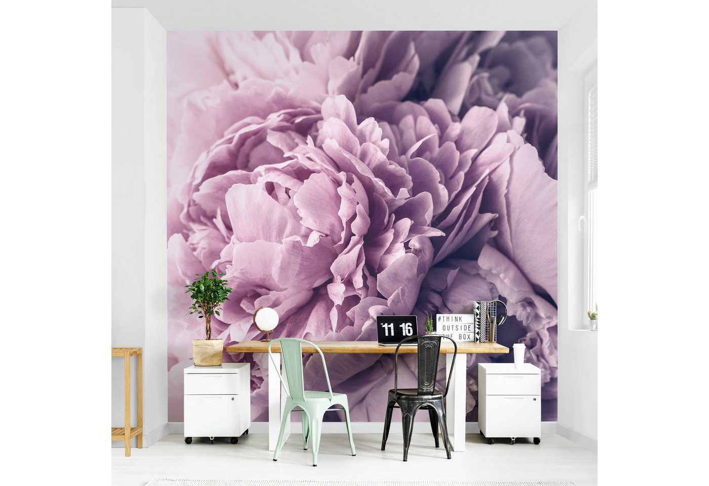 Bilderdepot24 Fototapete Rosen Lila Pfingstrosenblüten Blumen Natur Pflanzen Wanddeko, Glatt, Matt, (Vliestapete inkl. Kleister oder selbstklebend), Wohnzimmer Schlafzimmer Küche Flur Motivtapete Vliestapete Wandtapete von Bilderdepot24