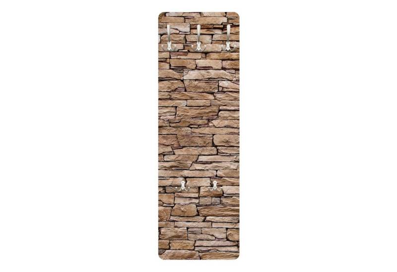 Bilderdepot24 Garderobenpaneel Design 3D-Optik Muster Steinoptik Landhaus Crete Stonewall (ausgefallenes Flur Wandpaneel mit Garderobenhaken Kleiderhaken hängend), moderne Wandgarderobe - Flurgarderobe im schmalen Hakenpaneel Design von Bilderdepot24