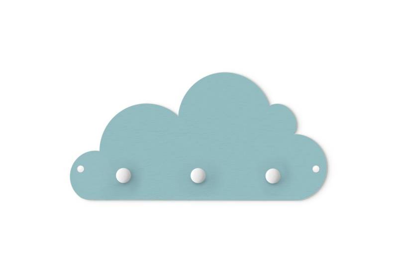 Bilderdepot24 Garderobenpaneel blau Illustration Kleines blaues Wölkchen (Kindergarderobe holz Kleiderhaken für die Wand inkl. Montagematerial), moderne Wand Garderobenleiste Flur - kleine Hakenleiste Kinderzimmer von Bilderdepot24