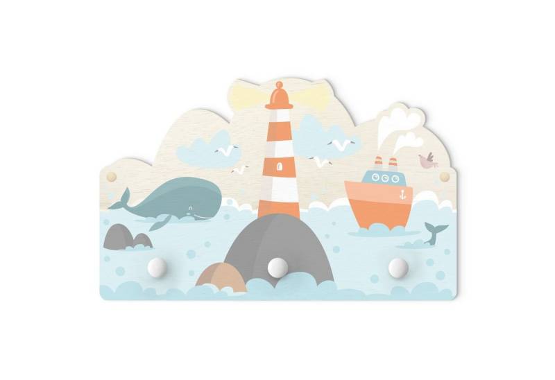 Bilderdepot24 Garderobenpaneel pastell Tiere Leuchtturm und Wale (Kindergarderobe holz Kleiderhaken für die Wand inkl. Montagematerial), moderne Wand Garderobenleiste Flur - kleine Hakenleiste Kinderzimmer Bilderdepot24 Garderobenpaneel pastell Tiere Leuchtturm und Wale (Kindergarderobe holz Kleiderhaken für die Wand inkl. Montagematerial), moderne Wand Garderobenleiste Flur - kleine Hakenleiste Kinderzimmer von Bilderdepot24