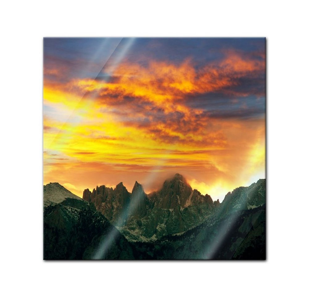 Bilderdepot24 Glasbild, Berglandschaft im Sonnenuntergang von Bilderdepot24